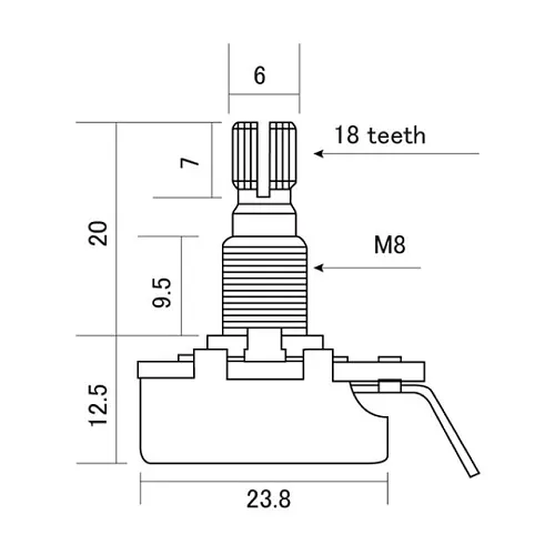 CTS-A250MM Потенциометр 250 кОм (лог) метрический.